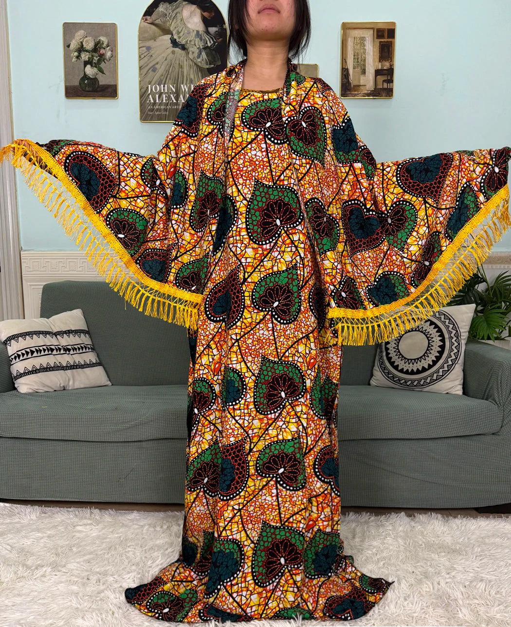 Abayas For Women 2025 Printed Cotton Soft Loose Fit Femme Robe African Islam Nigeria Dresses With 160x80 Tassels Shawl Sacrf