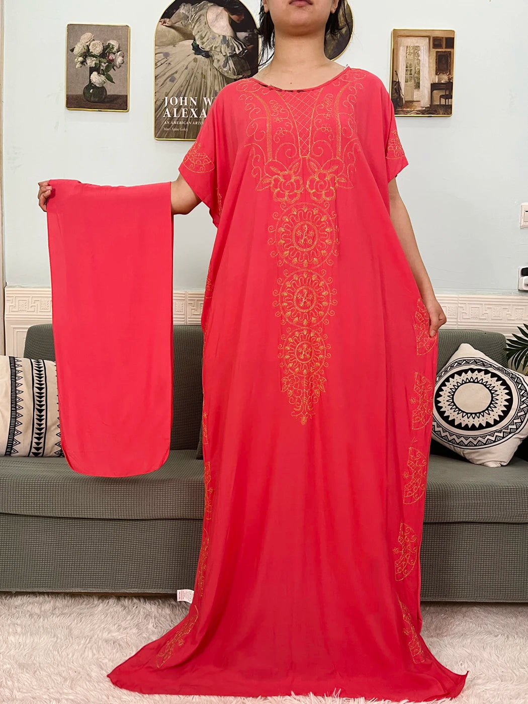 Muslim Pure Abayas For Women Dubai Islam Cotton Solid Color Loose Fit Caftan Marocain Femme Robe African Dresses With Headscarf