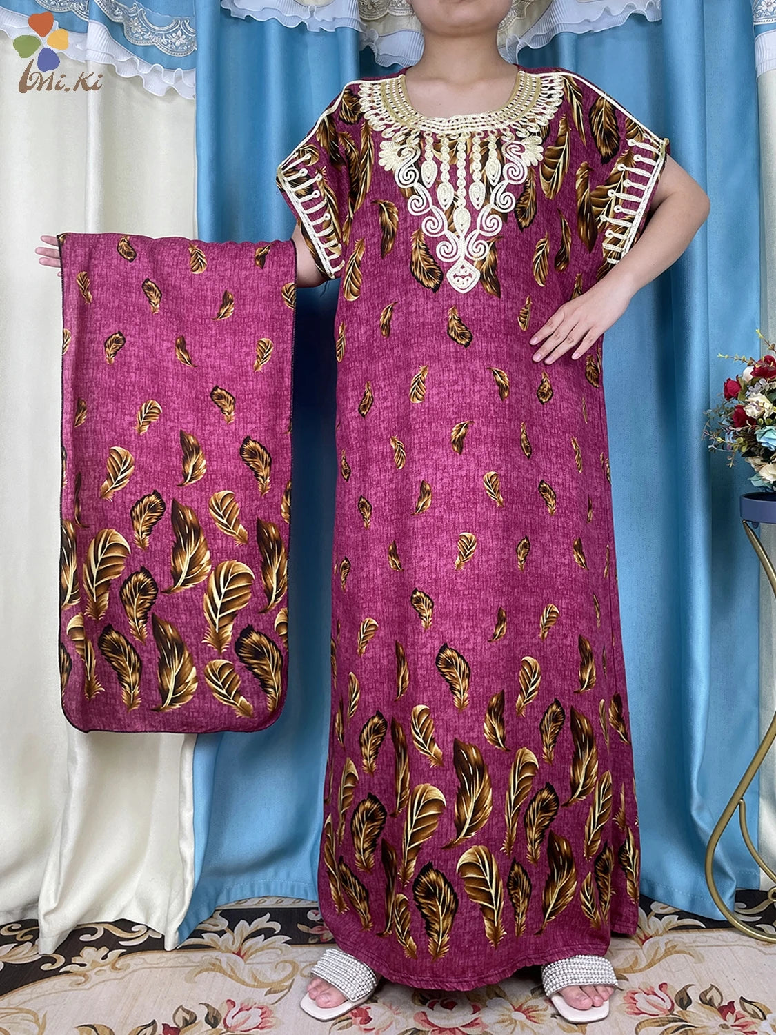 2024 New Short Sleeved African Muslim Dashiki Ababy Printed Cotton Loose Fitting Dress Dubai Maxi Women Summer Casual Dress