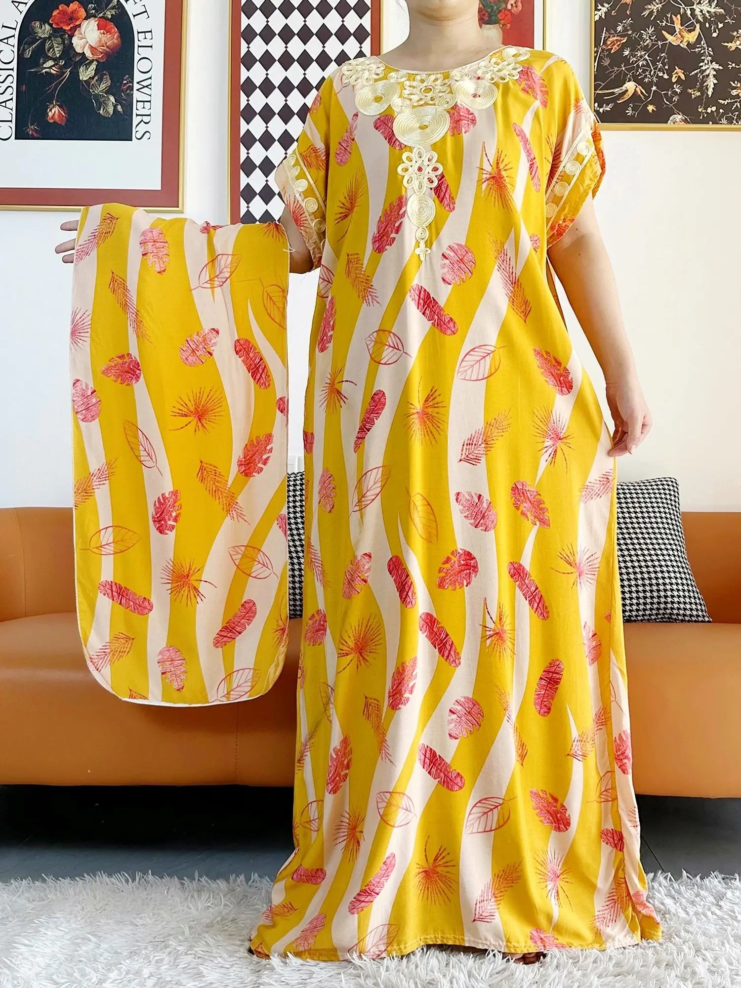 New Style African Summer Short Sleeve Dashiki Dresses Flora Loose Boubou Maxi Islam Women Casual Dress African Abaya Clothes