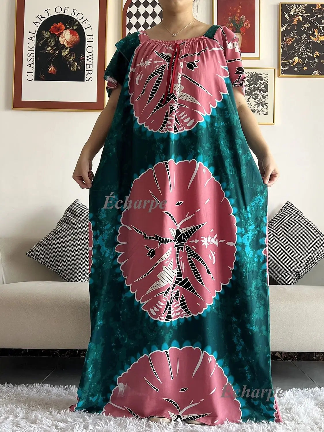 High Grade Design Dubai Women Abaya Long Sleeve Autumn  Dress Cotton With Big Scarf Boubou Maxi Islam Women Dress African Abaya