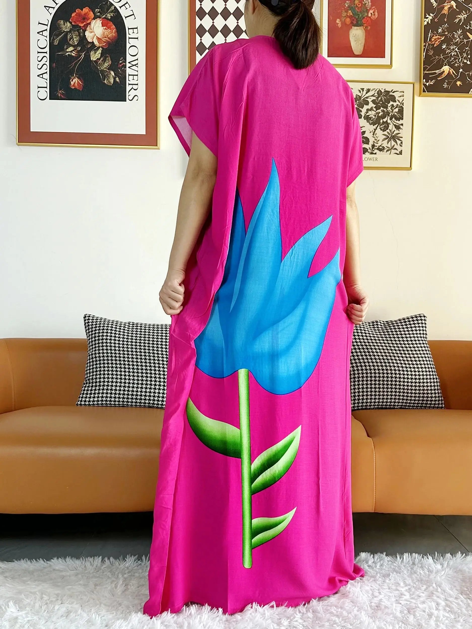 New Style African Summer Short Sleeve Dashiki Dresses Flora Loose Boubou Maxi Islam Women Casual Dress African Abaya Clothes