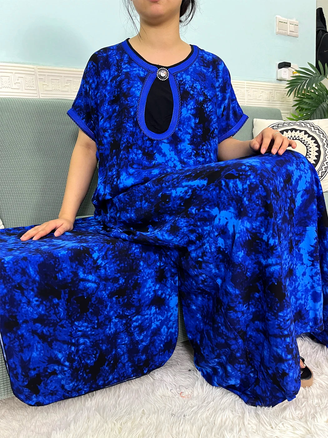 2024 Muslim Cotton Abayas For Women Appliques Printed Caftan Marocaine Femme Robe Boubou African Islam Dresses With Headscarf