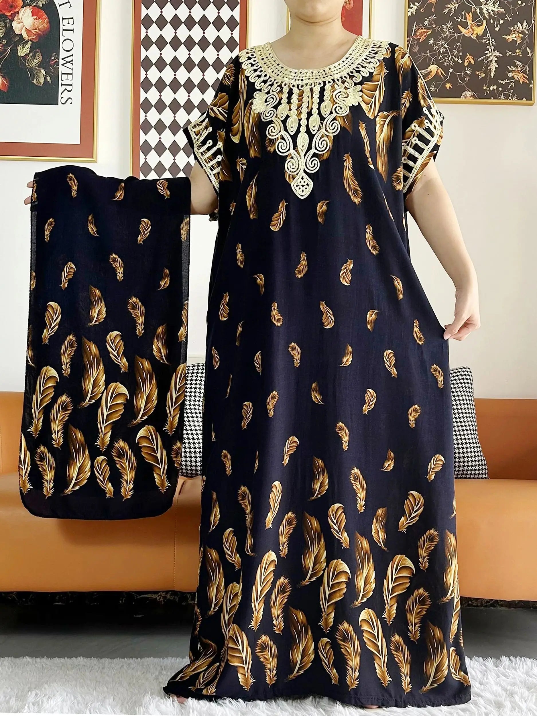 New Style African Summer Short Sleeve Dashiki Dresses Flora Loose Boubou Maxi Islam Women Casual Dress African Abaya Clothes