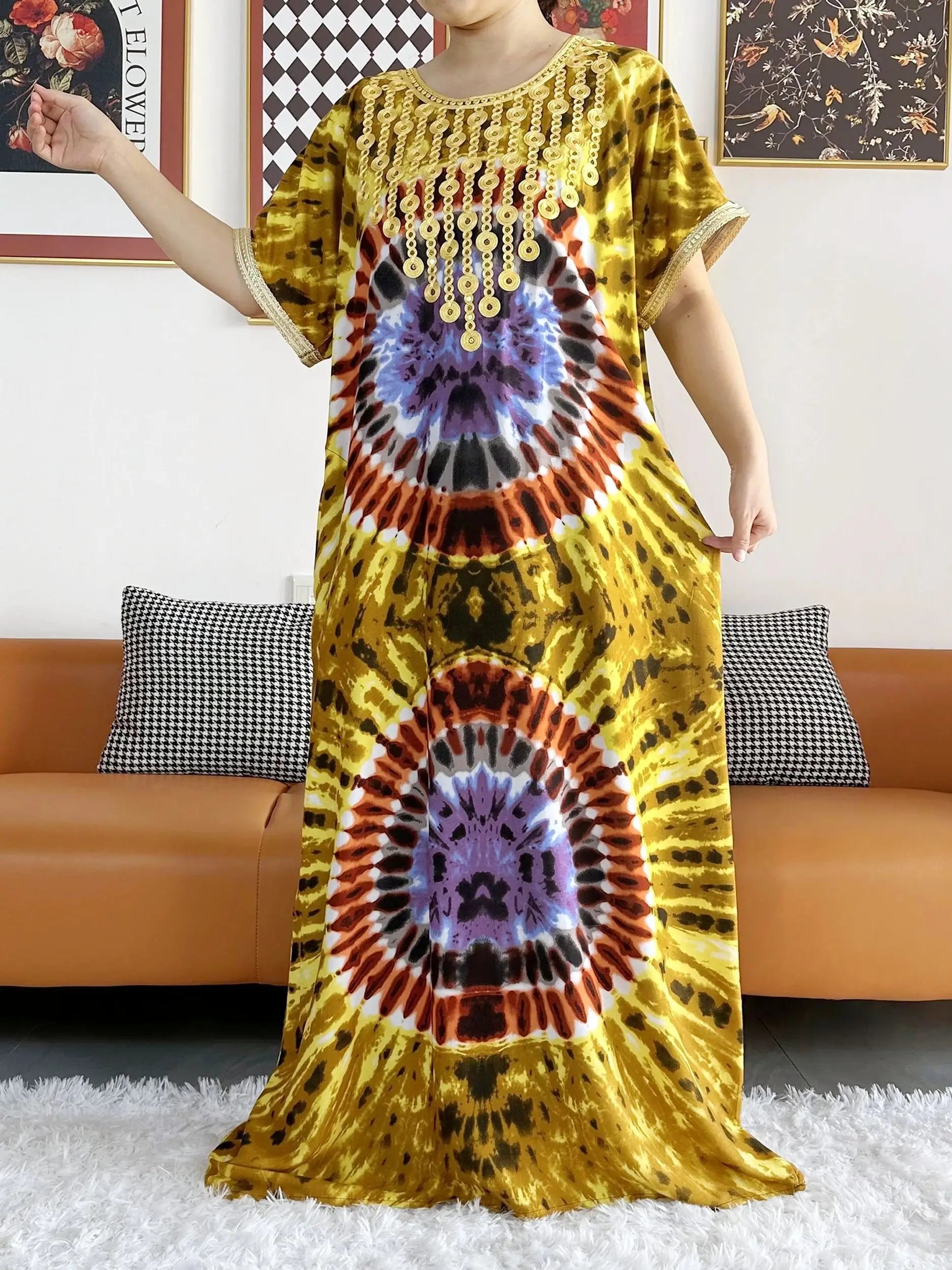 New Style African Summer Short Sleeve Dashiki Dresses Flora Loose Boubou Maxi Islam Women Casual Dress African Abaya Clothes