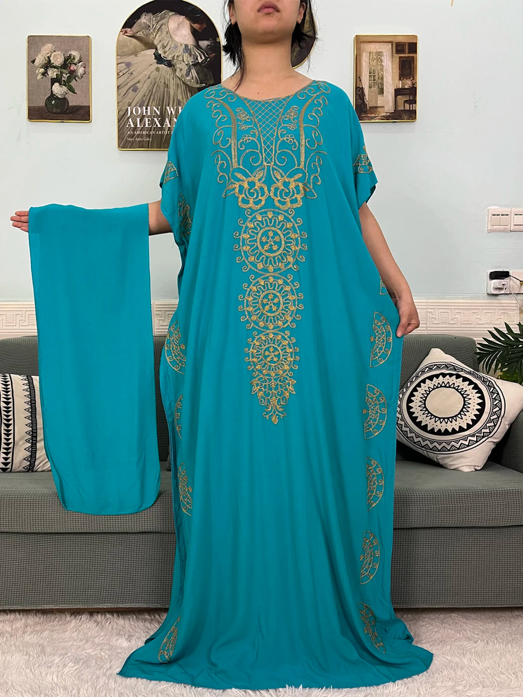 Muslim Pure Abayas For Women Dubai Islam Cotton Solid Color Loose Fit Caftan Marocain Femme Robe African Dresses With Headscarf