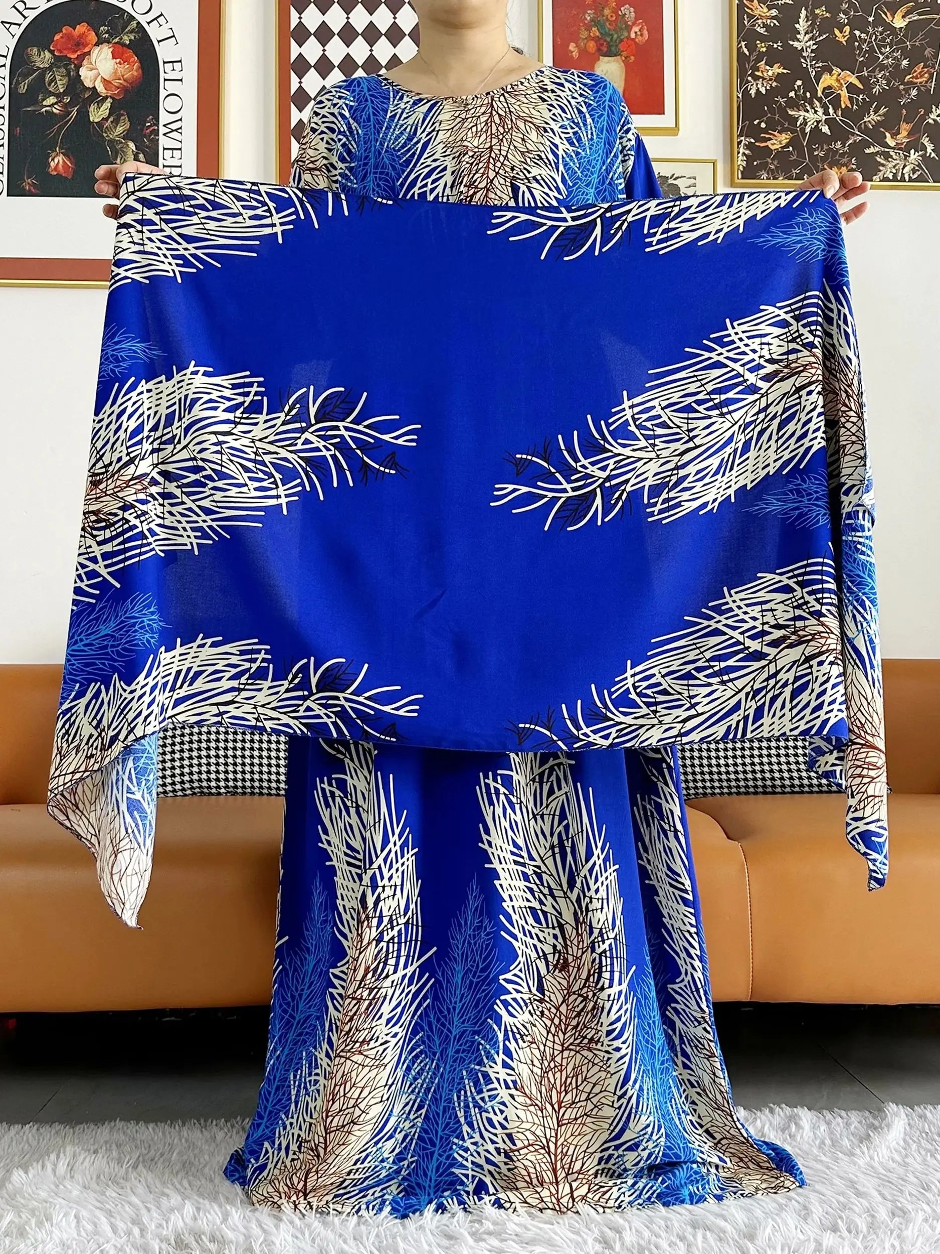 New Style African Dashiki Print Long Sleeve Loose Cotton Elegant Women  Abaya Long Dress Summer Maxi Casual Dresses Vestidos