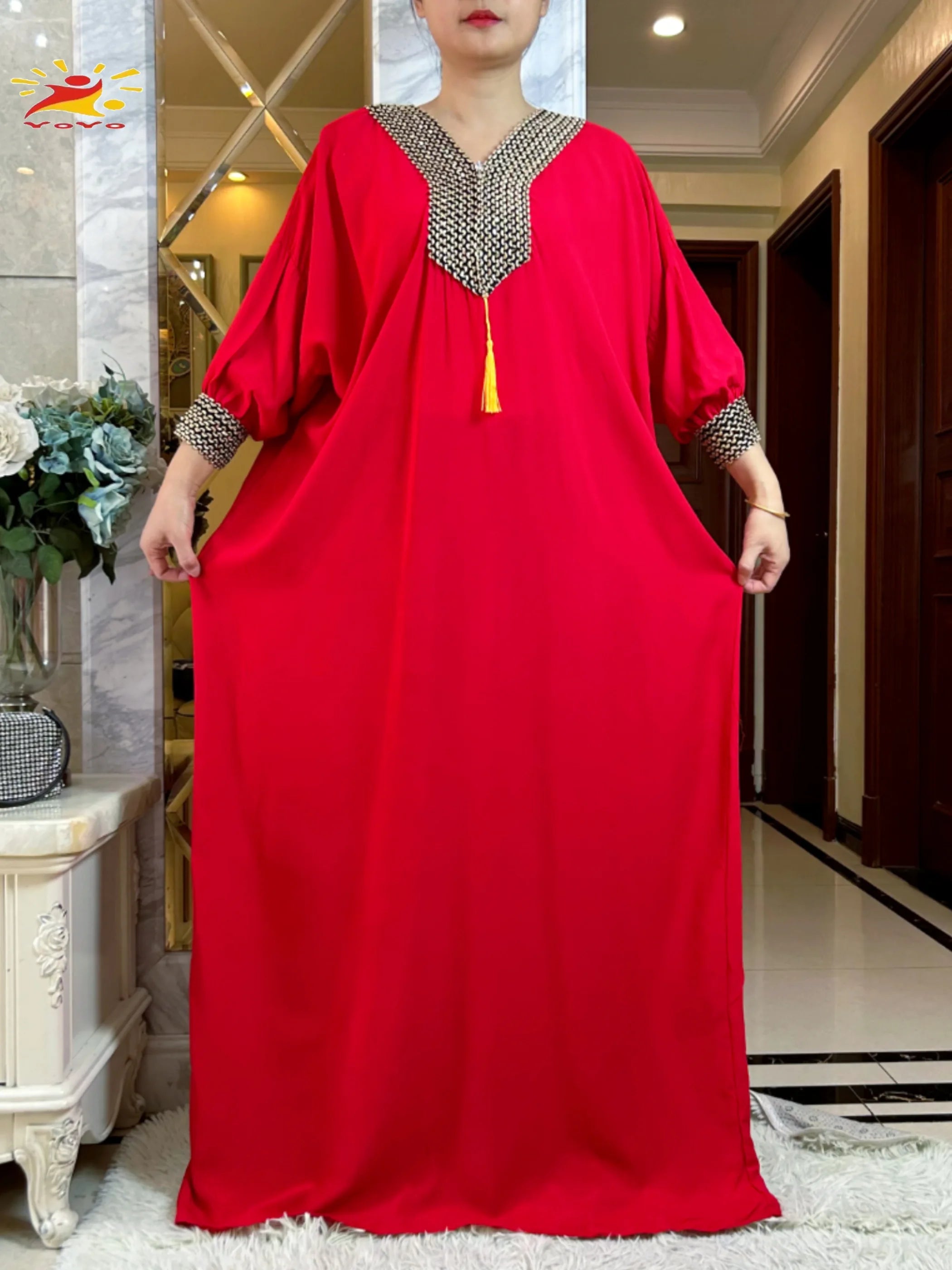 2025New Muslim Women Long Sleeve Autumn  Dress Cotton With Big Scarf Boubou Maxi Islam Women Dress African Abaya