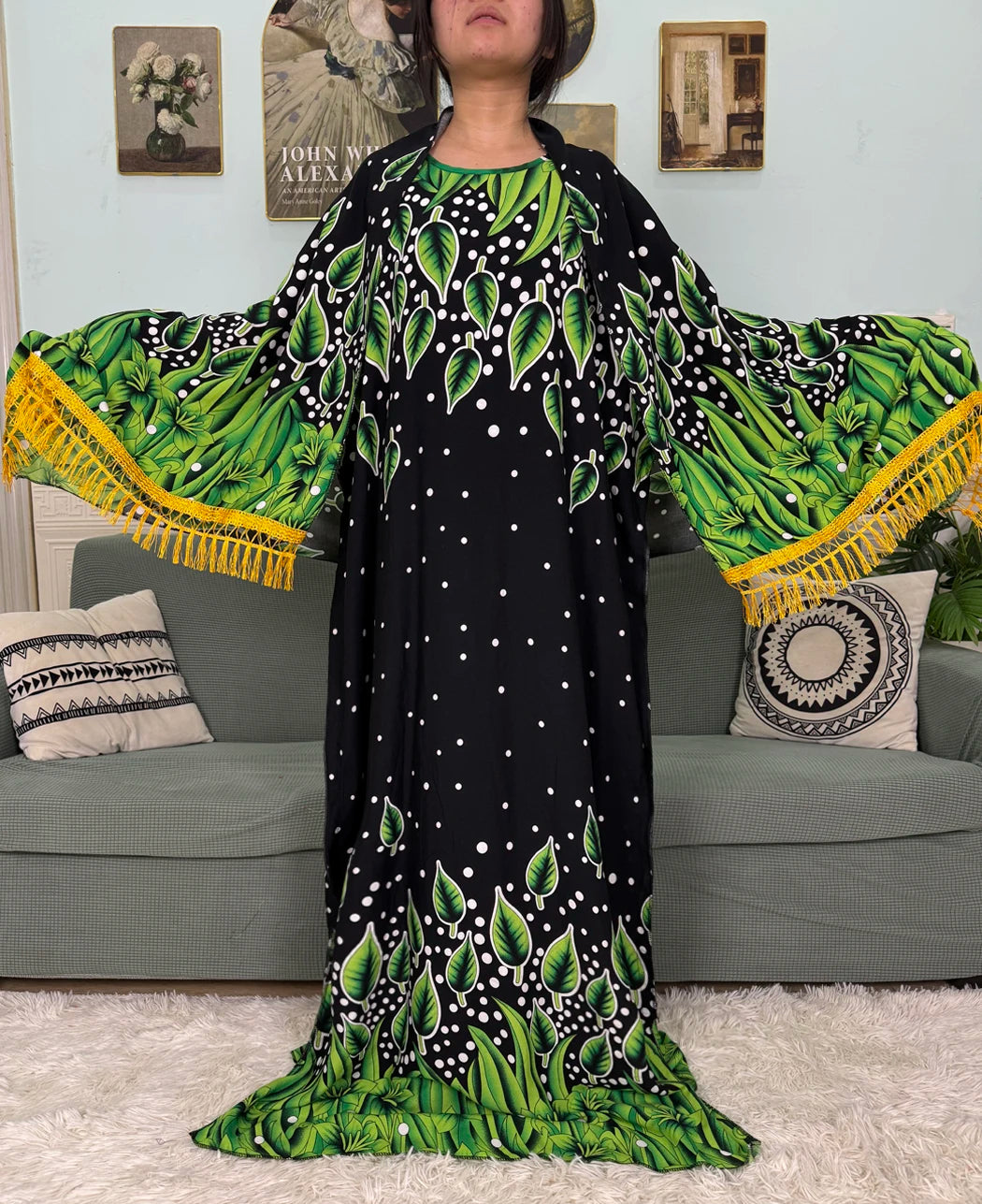 Abayas For Women 2025 Printed Cotton Soft Loose Fit Femme Robe African Islam Nigeria Dresses With 160x80 Tassels Shawl Sacrf