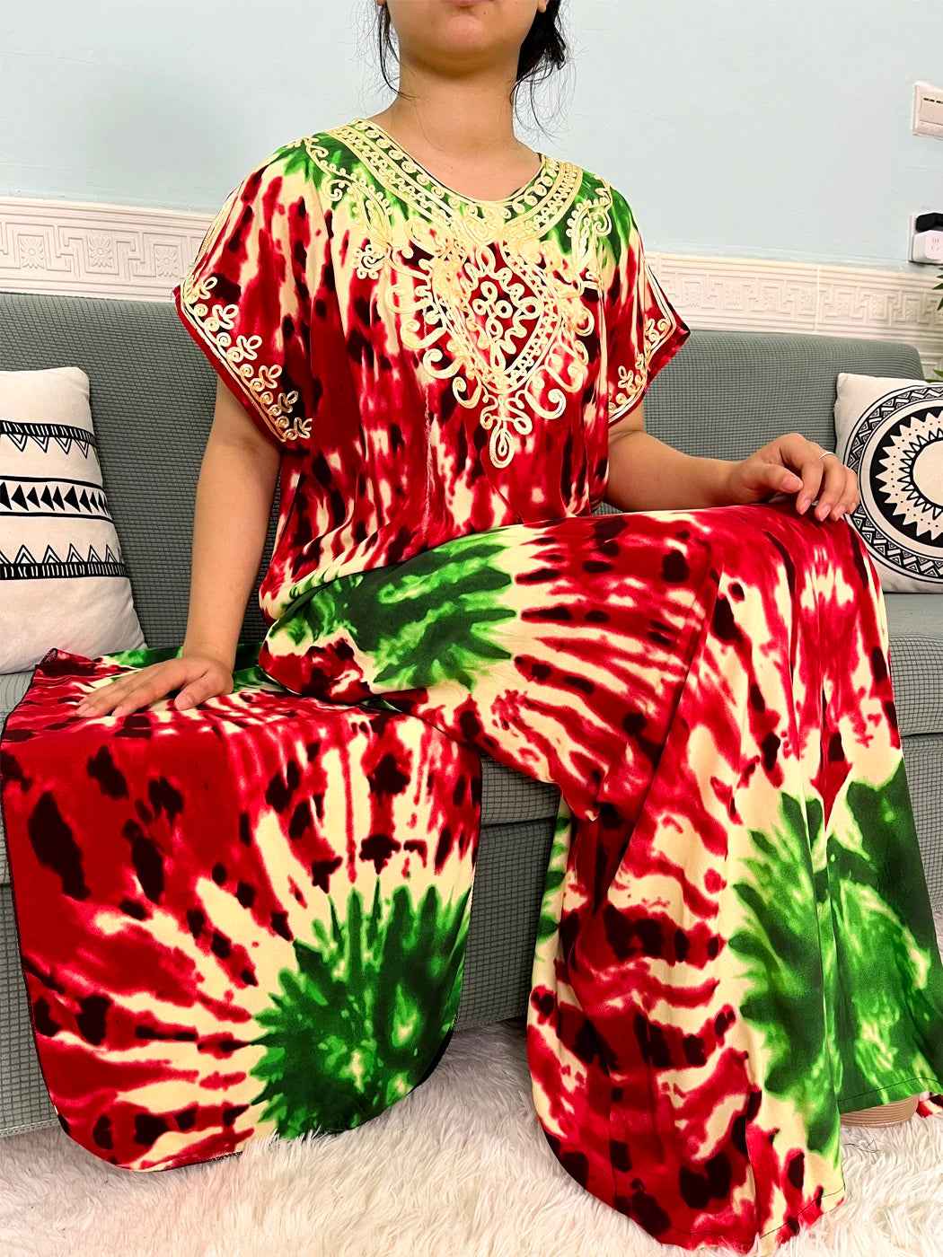 2024 Muslim Cotton Abayas For Women Appliques Printed Caftan Marocaine Femme Robe Boubou African Islam Dresses With Headscarf