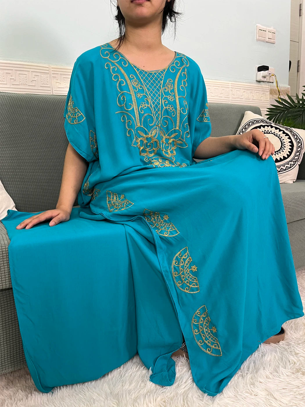 Muslim Pure Abayas For Women Dubai Islam Cotton Solid Color Loose Fit Caftan Marocain Femme Robe African Dresses With Headscarf