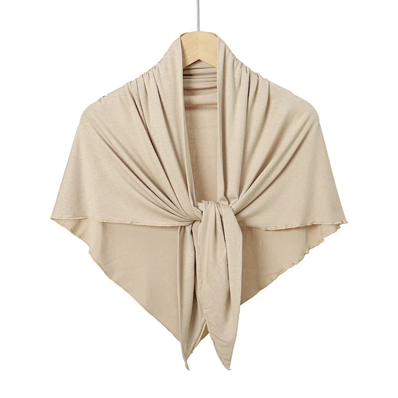 Solid Color Cotton Triangle Scarf Muslim Hijab Shawls Woman Soft Wraps Lady Fashion Causal Turban Islamic Jersey Headband