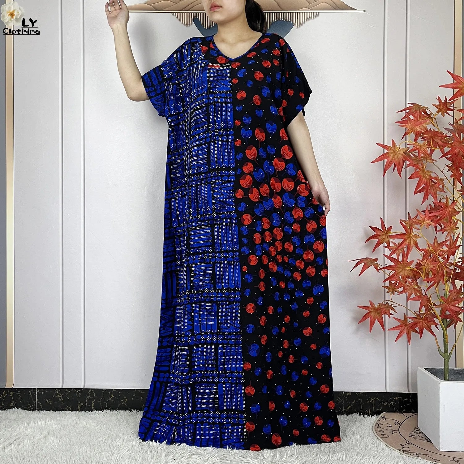 Summer Dubai Fashion Lady Clothing Soft Cotton Tie-dyed Loose Maxi Islam Women Short Sleeve African Abaya Dress With Big Scarf