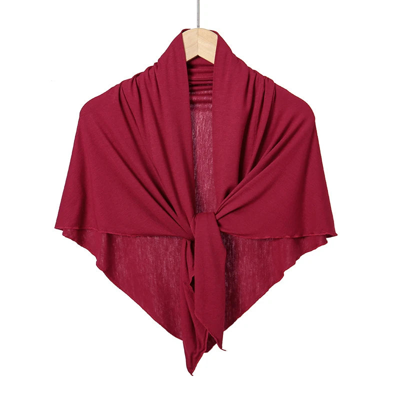 Solid Color Cotton Triangle Scarf Muslim Hijab Shawls Woman Soft Wraps Lady Fashion Causal Turban Islamic Jersey Headband