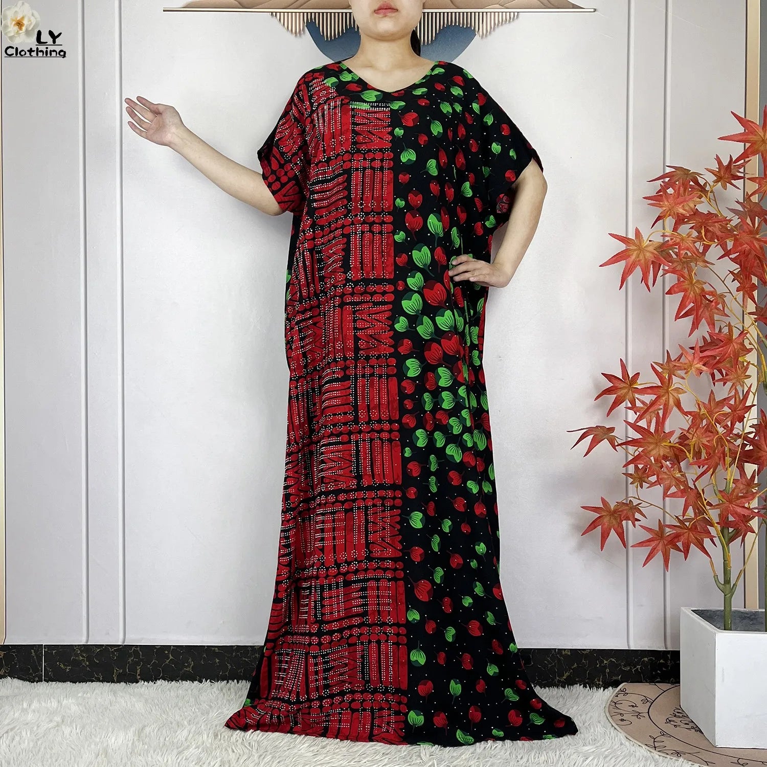 Summer Dubai Fashion Lady Clothing Soft Cotton Tie-dyed Loose Maxi Islam Women Short Sleeve African Abaya Dress With Big Scarf