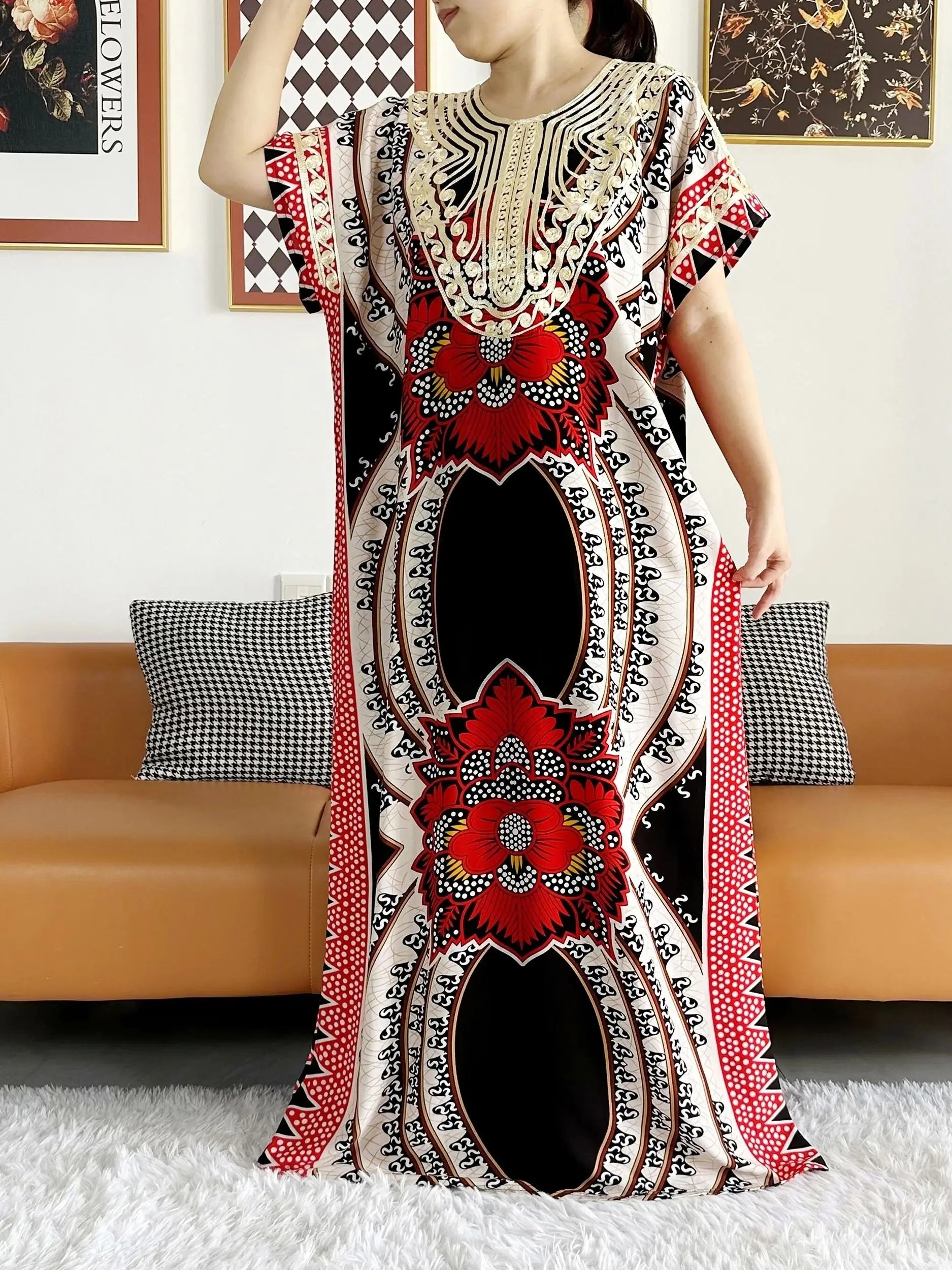 High Grade Design Dubai Women Abaya Long Sleeve Autumn  Dress Cotton With Big Scarf Boubou Maxi Islam Women Dress African Abaya