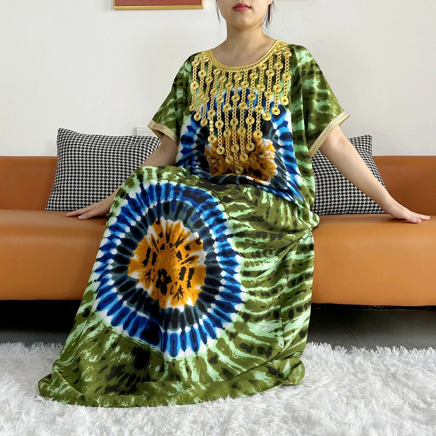 New Style African Summer Short Sleeve Dashiki Dresses Flora Loose Boubou Maxi Islam Women Casual Dress African Abaya Clothes