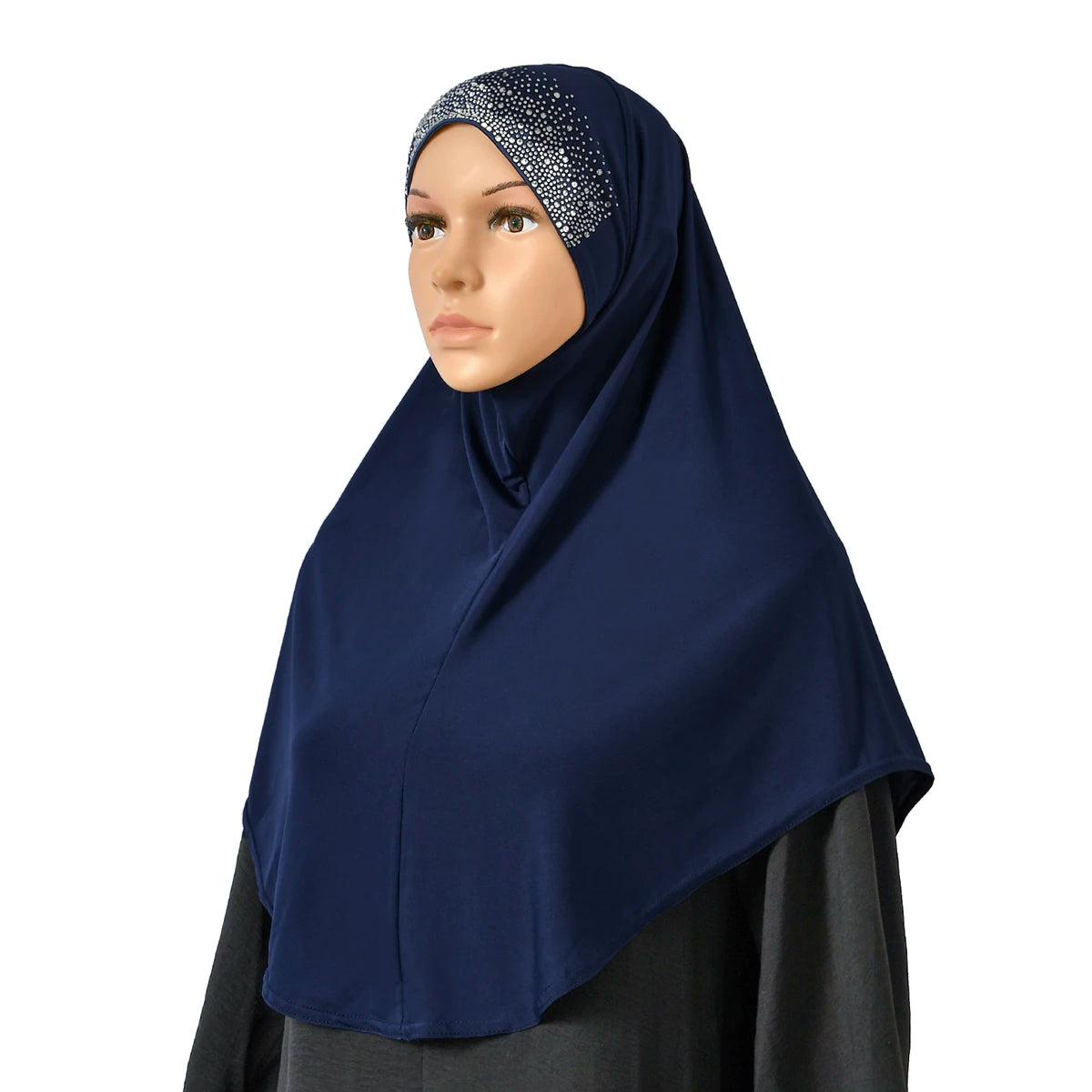 Diamond Malay Undercap Muslim Women Solid Color Inner Scarf Islamic Instant Hijab Ladies Cap Crystal Hemp Bonnet Hat 80*55cm