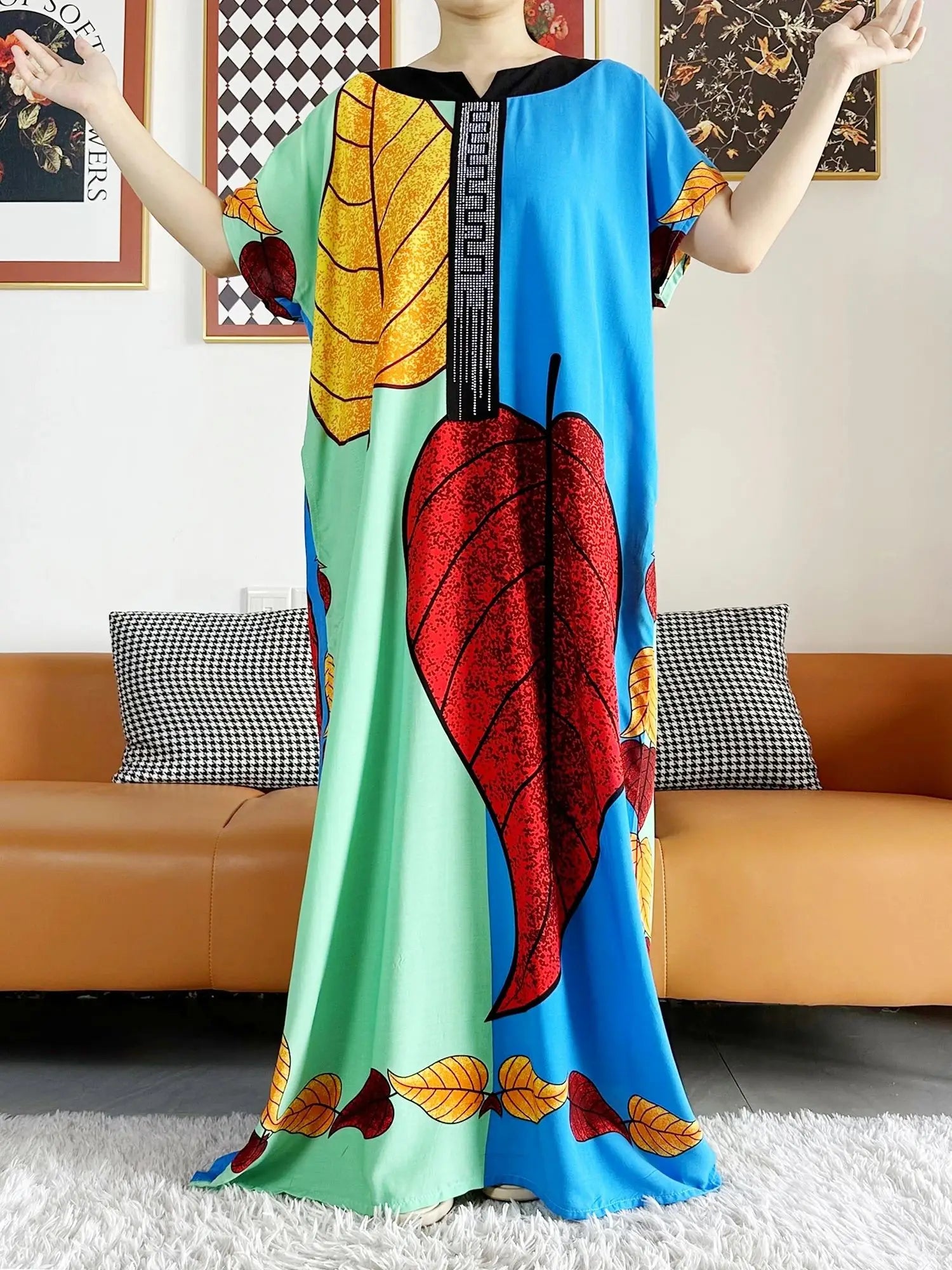 High Grade Design Dubai Women Abaya Long Sleeve Autumn  Dress Cotton With Big Scarf Boubou Maxi Islam Women Dress African Abaya