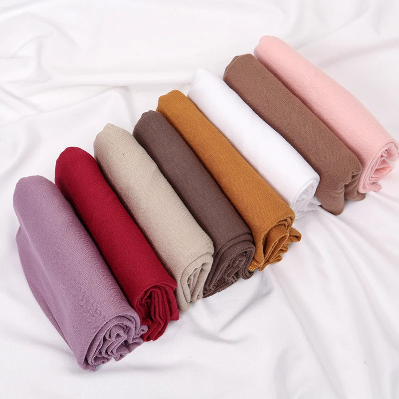 Solid Color Cotton Triangle Scarf Muslim Hijab Shawls Woman Soft Wraps Lady Fashion Causal Turban Islamic Jersey Headband