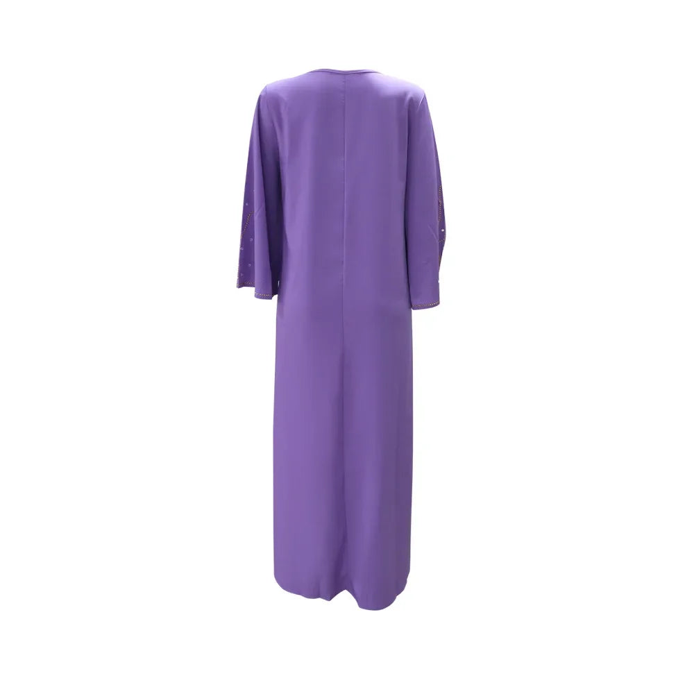 Clothes for Muslim Women Autumn Fashion Muslim Long Sleeve V-neck Kaftan Long Maxi Dress Outfits Muslim Dress Women Dubai Abaya