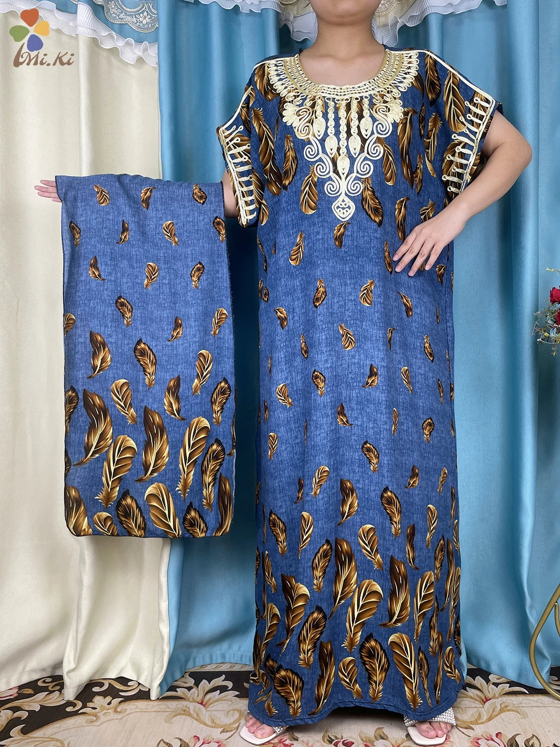 2024 New Short Sleeved African Muslim Dashiki Ababy Printed Cotton Loose Fitting Dress Dubai Maxi Women Summer Casual Dress