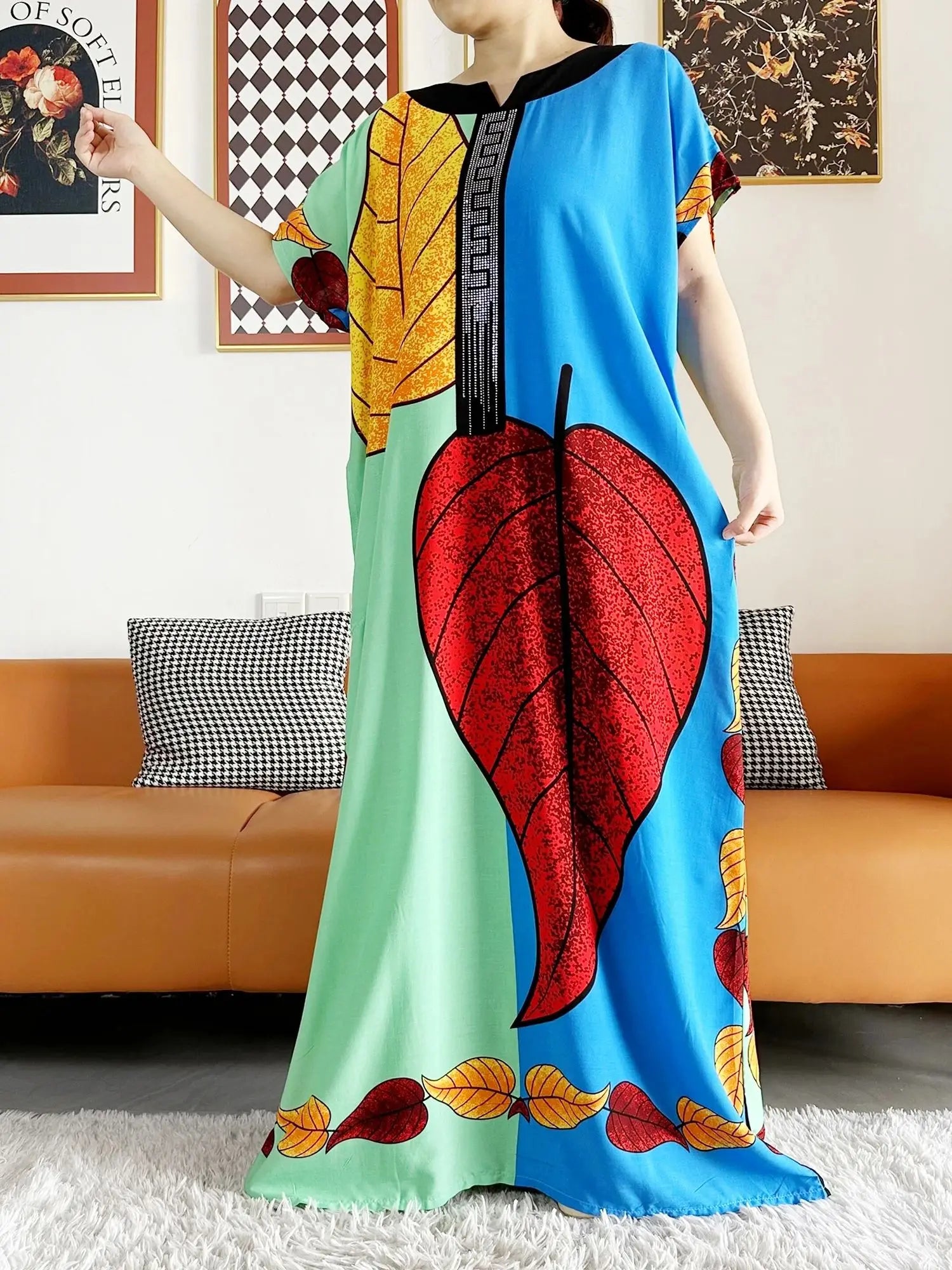 High Grade Design Dubai Women Abaya Long Sleeve Autumn  Dress Cotton With Big Scarf Boubou Maxi Islam Women Dress African Abaya