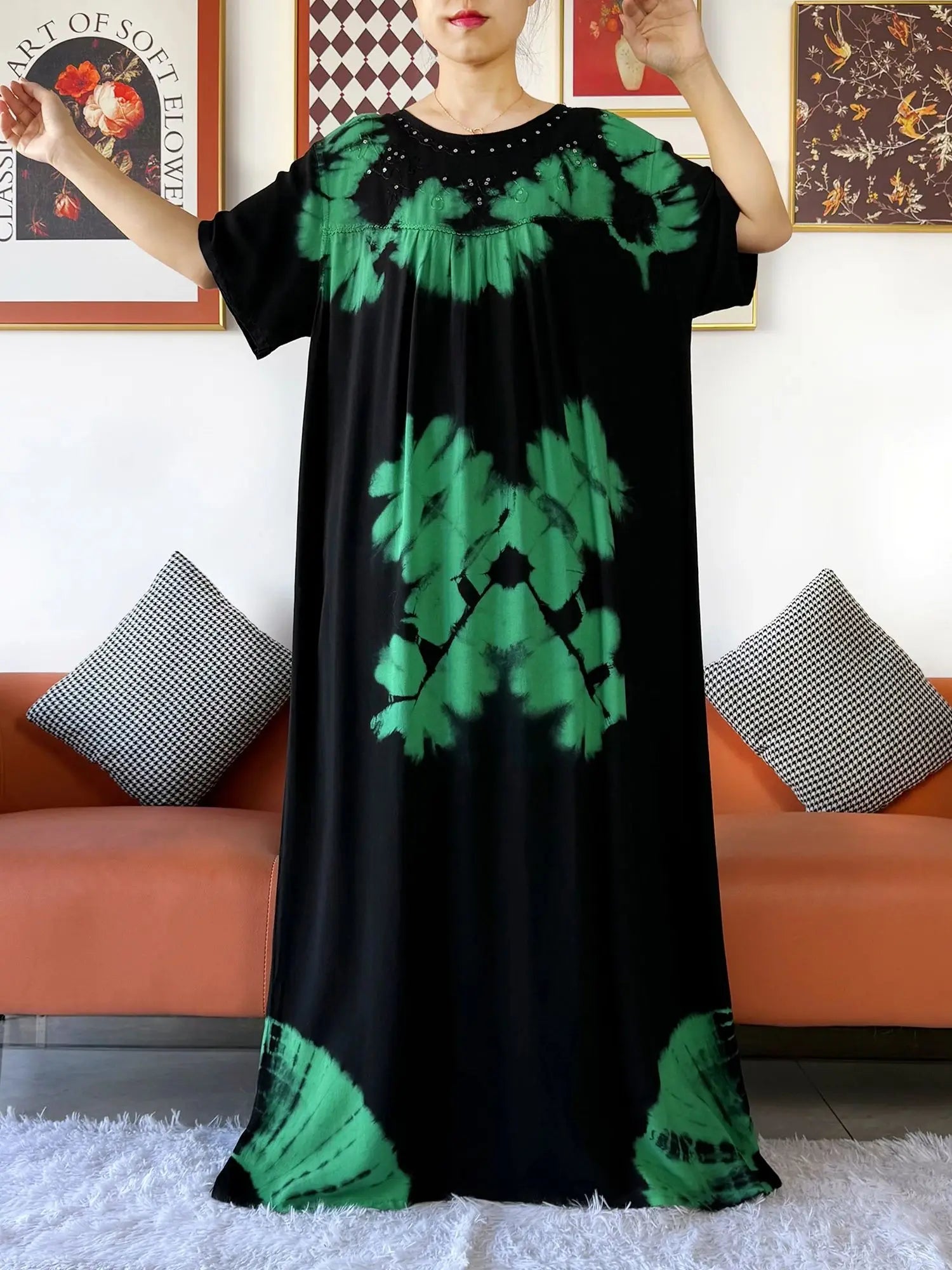 Latest Party Dress Tie-dry Printed Cotton Women Boho Maxi Dress Casual Holiday Fashion Party Dresses Indie Folk African Vestidos