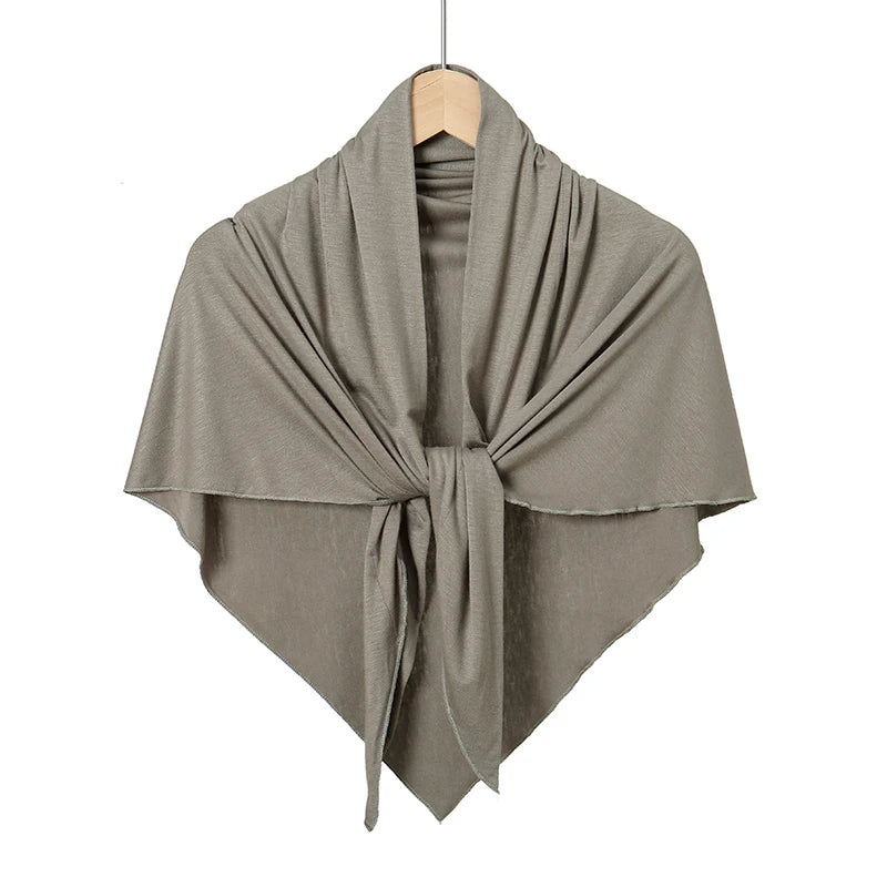 Solid Color Cotton Triangle Scarf Muslim Hijab Shawls Woman Soft Wraps Lady Fashion Causal Turban Islamic Jersey Headband