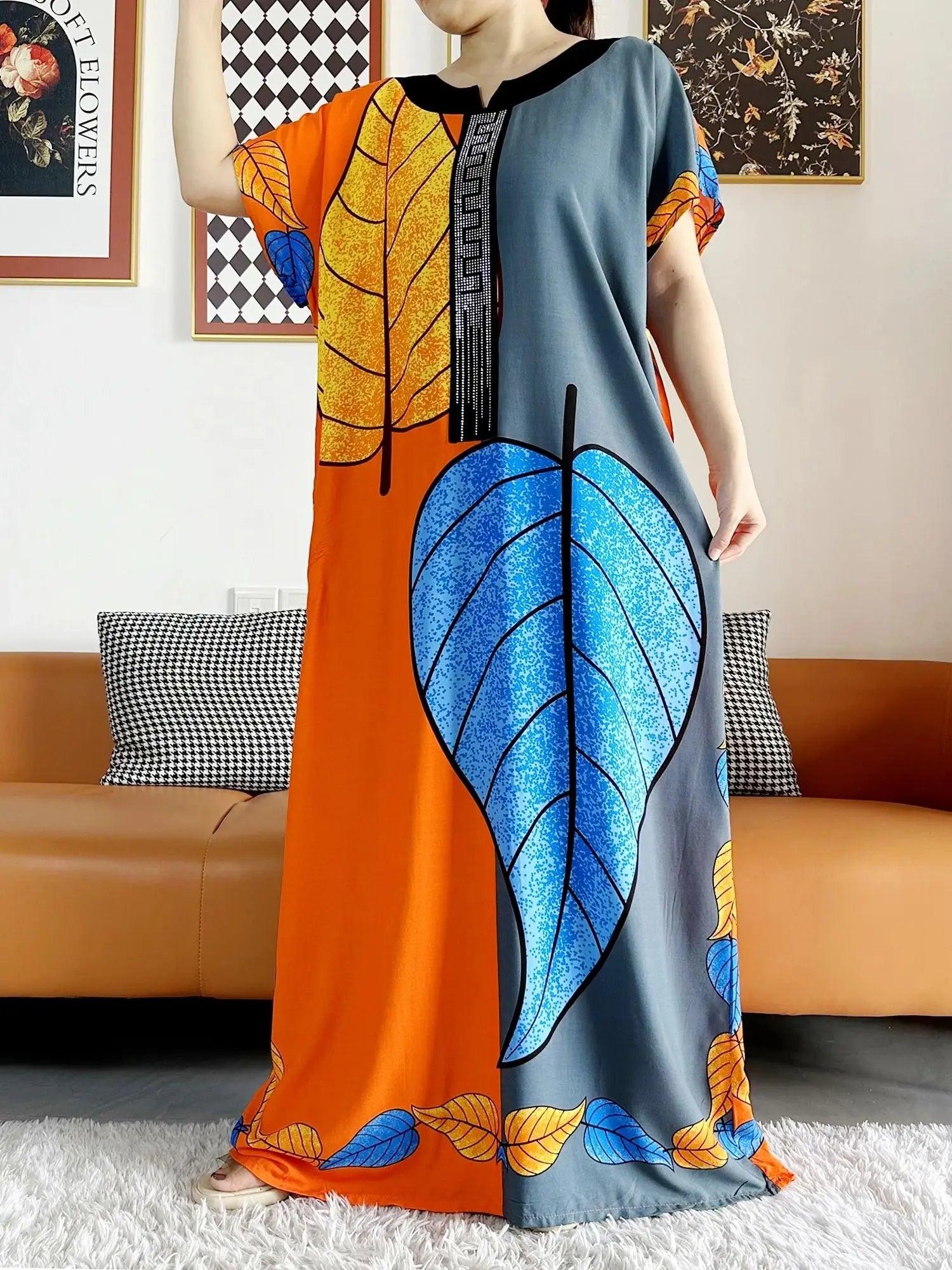 High Grade Design Dubai Women Abaya Long Sleeve Autumn  Dress Cotton With Big Scarf Boubou Maxi Islam Women Dress African Abaya