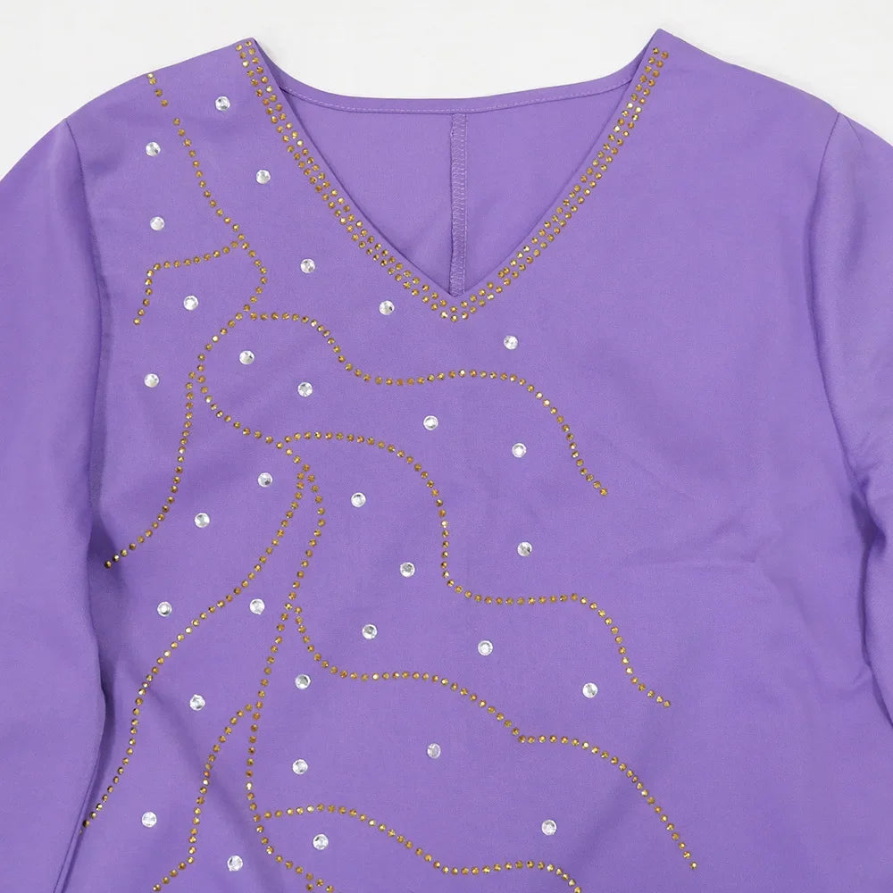 Clothes for Muslim Women Autumn Fashion Muslim Long Sleeve V-neck Kaftan Long Maxi Dress Outfits Muslim Dress Women Dubai Abaya