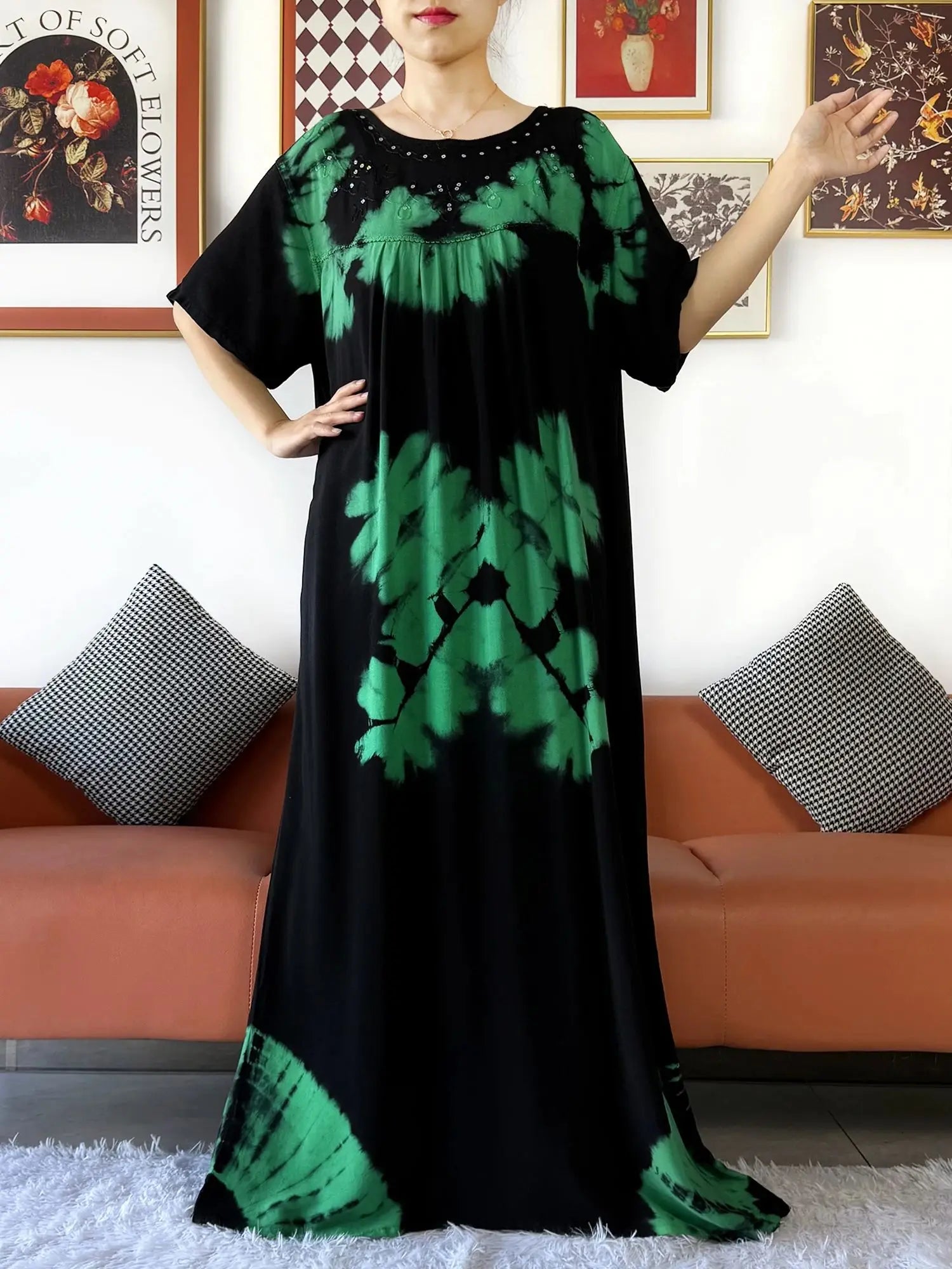 Latest Party Dress Tie-dry Printed Cotton Women Boho Maxi Dress Casual Holiday Fashion Party Dresses Indie Folk African Vestidos