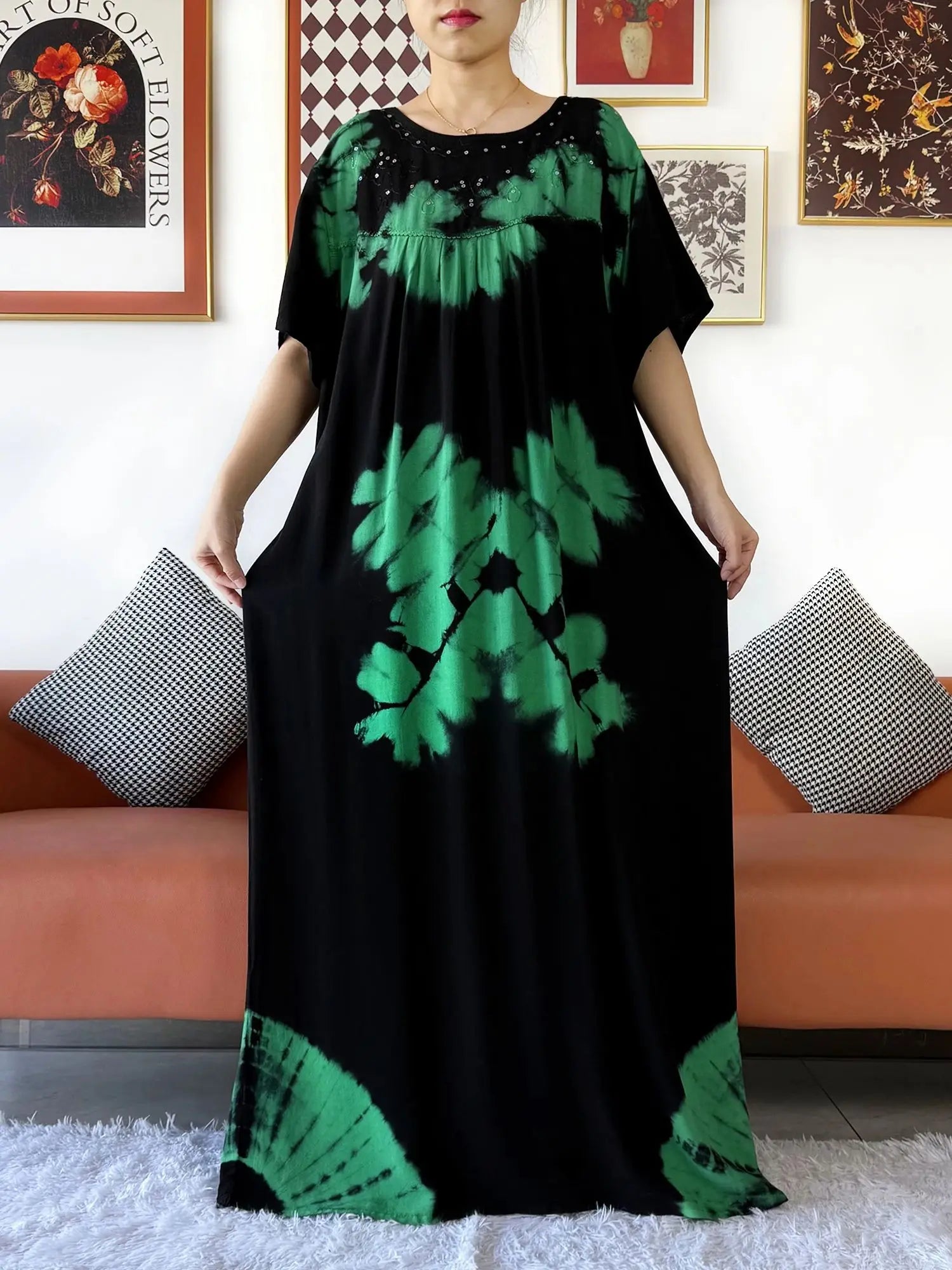 Latest Party Dress Tie-dry Printed Cotton Women Boho Maxi Dress Casual Holiday Fashion Party Dresses Indie Folk African Vestidos