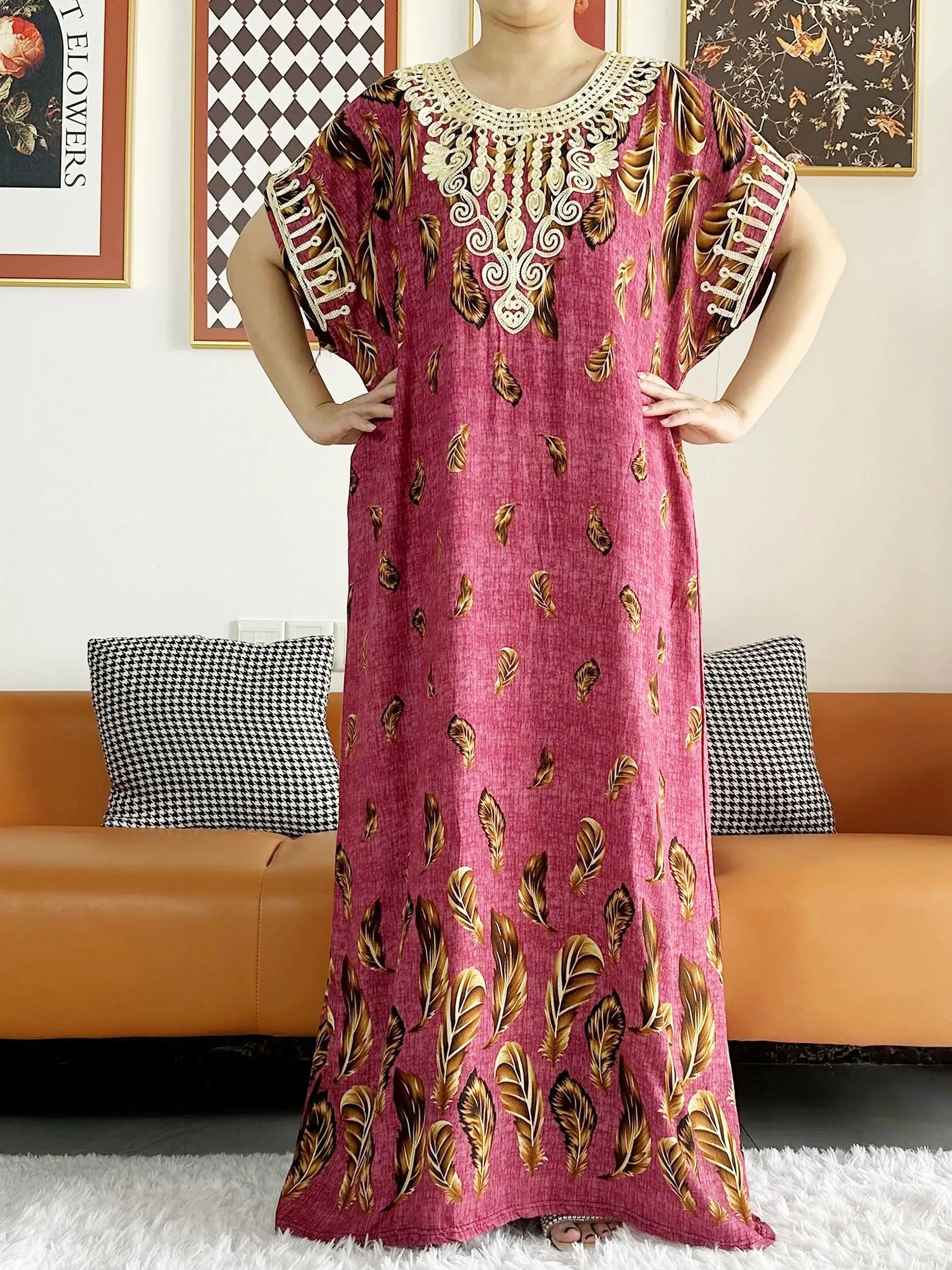 New Style African Summer Short Sleeve Dashiki Dresses Flora Loose Boubou Maxi Islam Women Casual Dress African Abaya Clothes