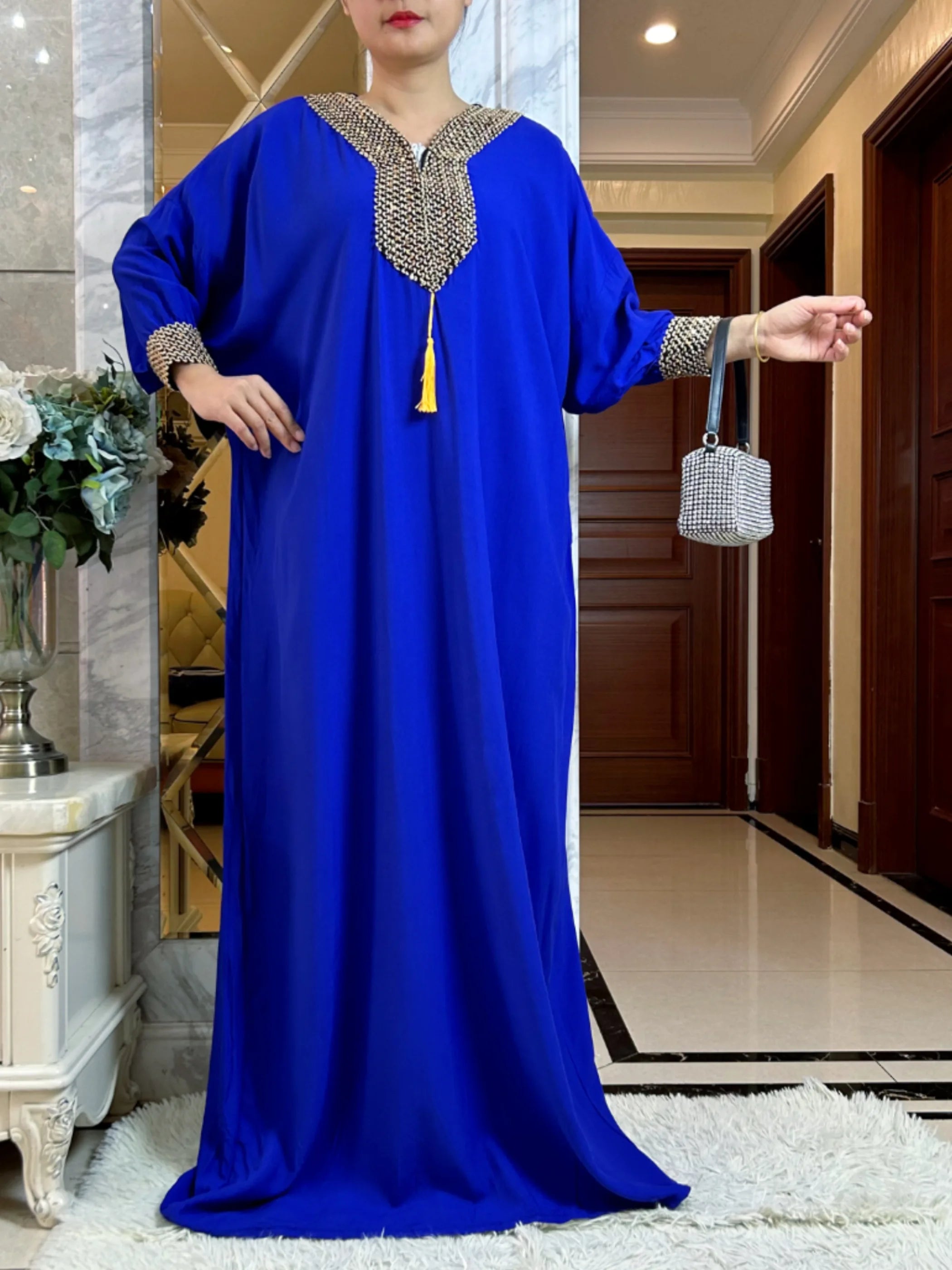 2025New Muslim Women Long Sleeve Autumn  Dress Cotton With Big Scarf Boubou Maxi Islam Women Dress African Abaya