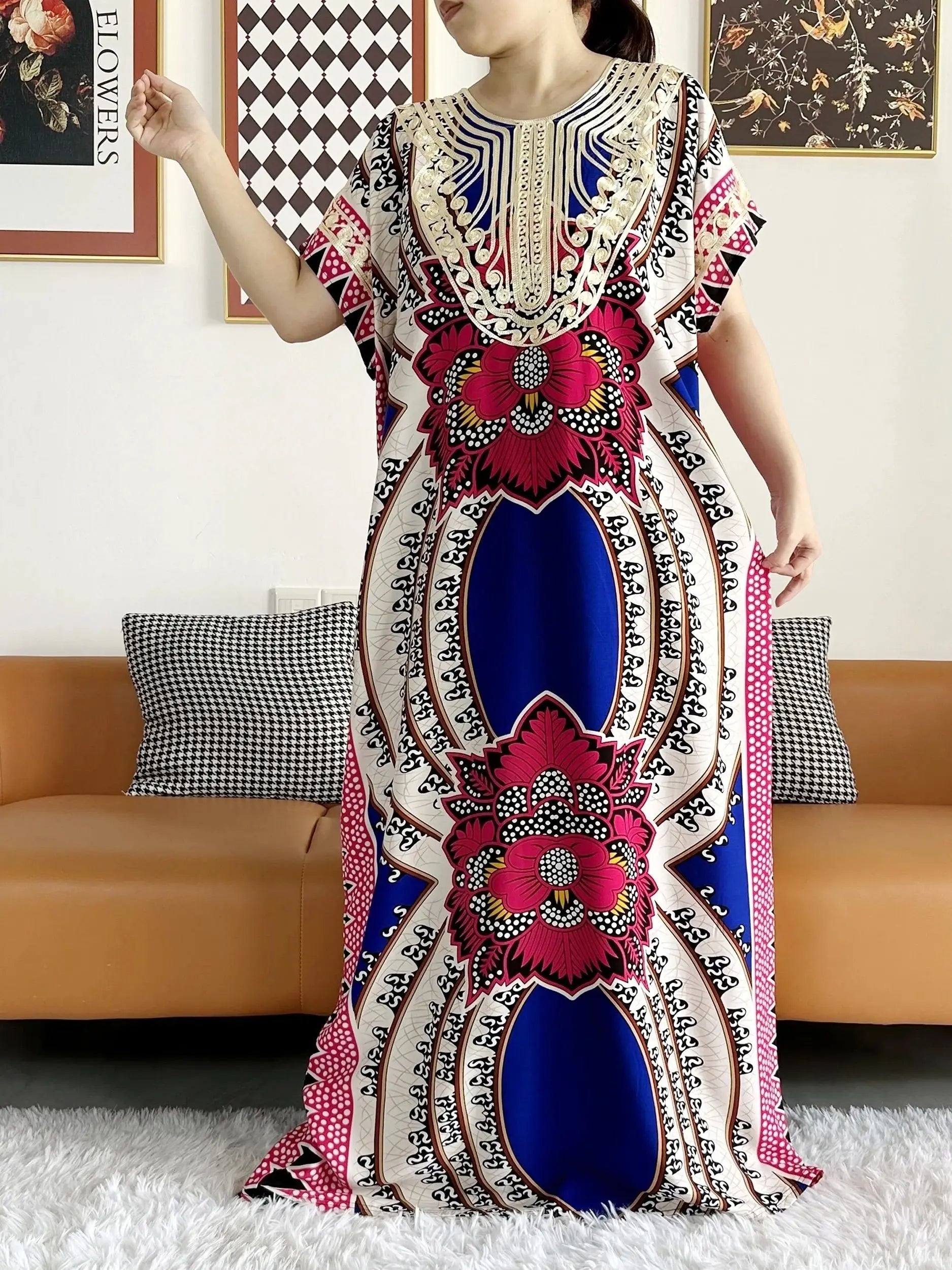 High Grade Design Dubai Women Abaya Long Sleeve Autumn  Dress Cotton With Big Scarf Boubou Maxi Islam Women Dress African Abaya