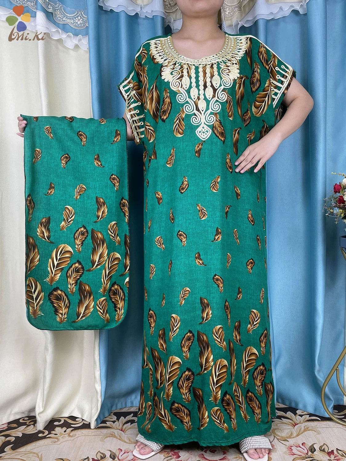 2024 New Short Sleeved African Muslim Dashiki Ababy Printed Cotton Loose Fitting Dress Dubai Maxi Women Summer Casual Dress