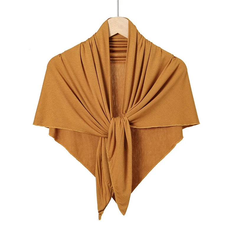 Hot Sale Modal Jersey Hijab Triangle Scarf Woman Muslim Hijab Shawls Ladies Soft Wraps Solid Color Islamic Headband Turban