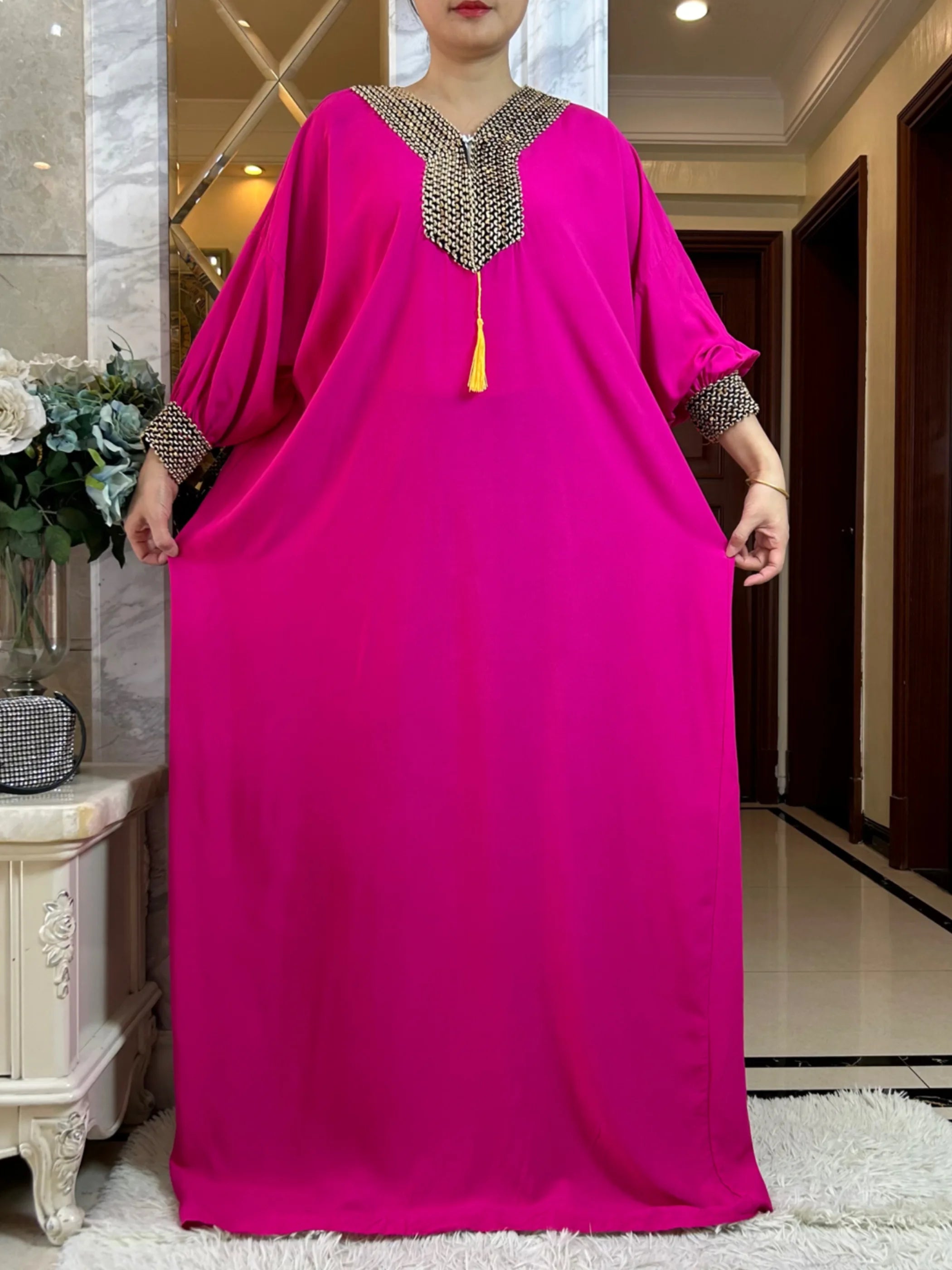 2025New Muslim Women Long Sleeve Autumn  Dress Cotton With Big Scarf Boubou Maxi Islam Women Dress African Abaya