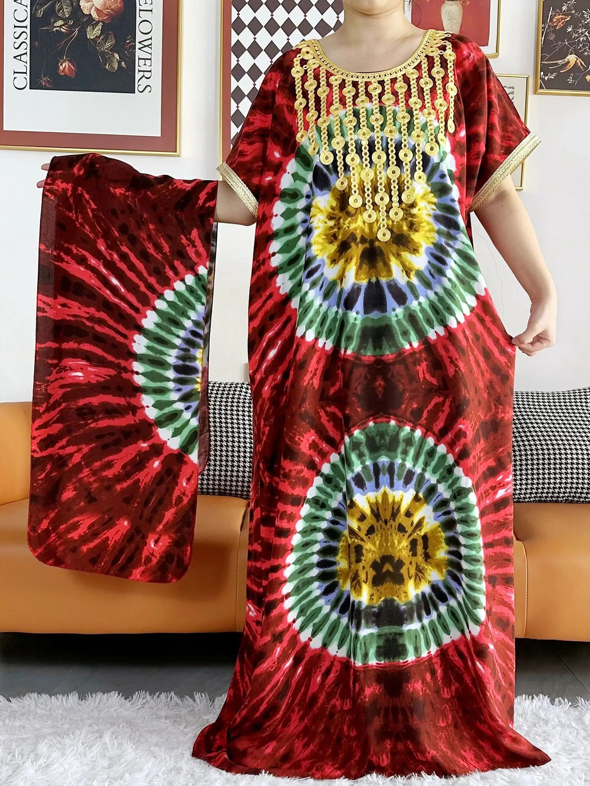 New Style African Summer Short Sleeve Dashiki Dresses Flora Loose Boubou Maxi Islam Women Casual Dress African Abaya Clothes