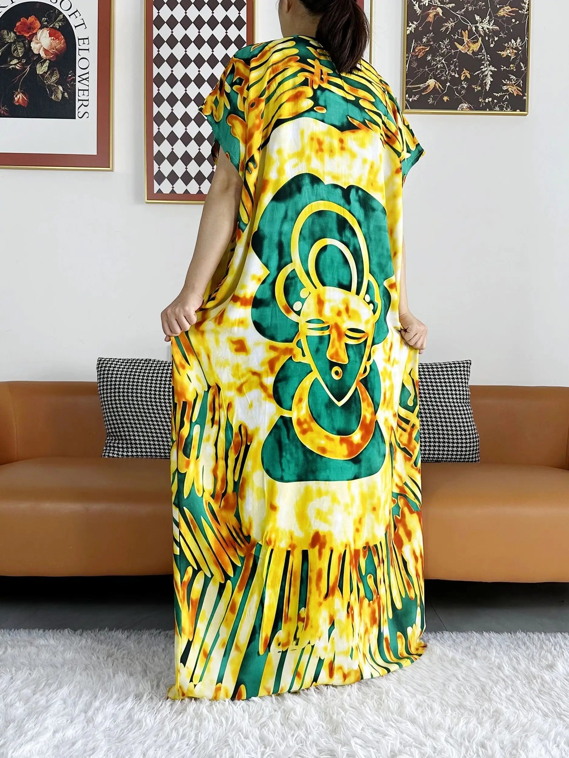 New Style African Summer Short Sleeve Dashiki Dresses Flora Loose Boubou Maxi Islam Women Casual Dress African Abaya Clothes