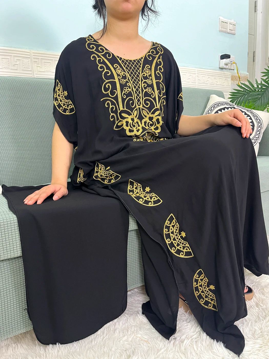 Muslim Pure Abayas For Women Dubai Islam Cotton Solid Color Loose Fit Caftan Marocain Femme Robe African Dresses With Headscarf