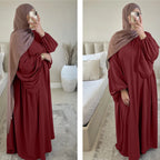 Eid Plain Modest Khimar Abaya Dubai 2024 Muslim Islam Arabic Palestine Abayas For Women Kaftan Dress Caftan Robe Femme Musulmane