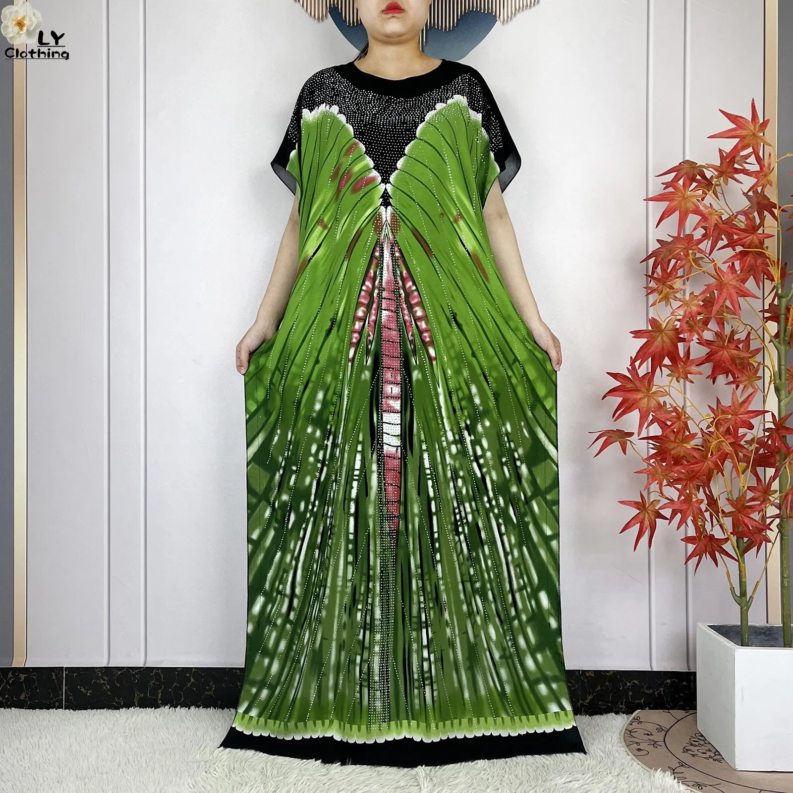 Summer Dubai Fashion Lady Clothing Soft Cotton Tie-dyed Loose Maxi Islam Women Short Sleeve African Abaya Dress With Big Scarf