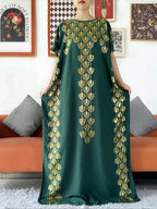 2024 Party Abaya Dress With Big Scarf Dubai Turkey Kaftan Muslim Loose  Abaya Women African Casual Maxi  Gold Stamping  Robe