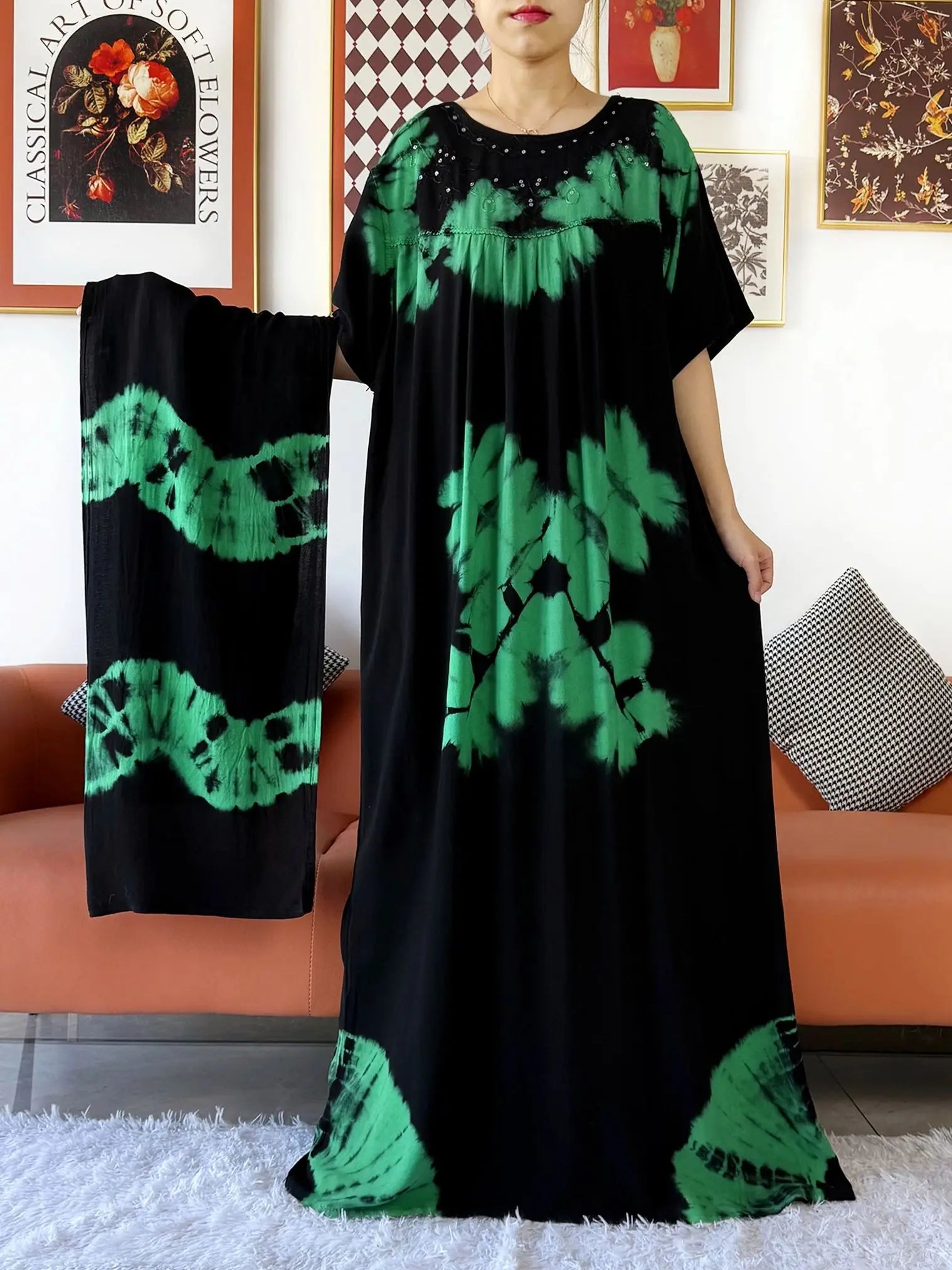 Latest Party Dress Tie-dry Printed Cotton Women Boho Maxi Dress Casual Holiday Fashion Party Dresses Indie Folk African Vestidos