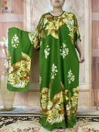 2024 New Short Sleeved African Muslim Dashiki Ababy Printed Cotton Loose Fitting Dress Dubai Maxi Women Summer Casual Dress