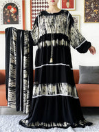 High Grade Design Dubai Women Abaya Long Sleeve Autumn  Dress Cotton With Big Scarf Boubou Maxi Islam Women Dress African Abaya