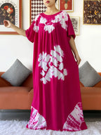 Latest Party Dress Tie-dry Printed Cotton Women Boho Maxi Dress Casual Holiday Fashion Party Dresses Indie Folk African Vestidos