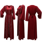 Autumn Fashion Muslim Dresses for Women Muslim Long Sleeve V-neck Party Evening Long Abay Dress Suit Inner and Abaya Outfits